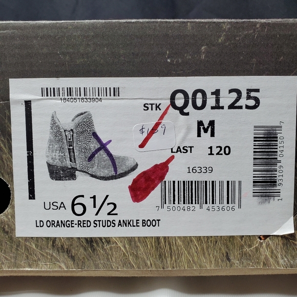 Circle G Corral Womens Studded Booties Ankle Boots Ladies 6.5M Orange Q0125 NEW - Picture 13 of 14